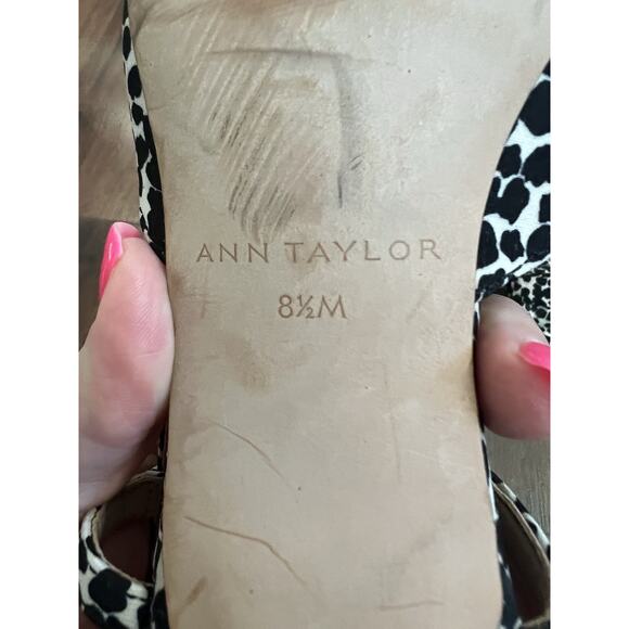 ANN TAYLOR Leopard Print Big Bow Sling Back Day To Night Kitten Heels - Picture 10 of 11